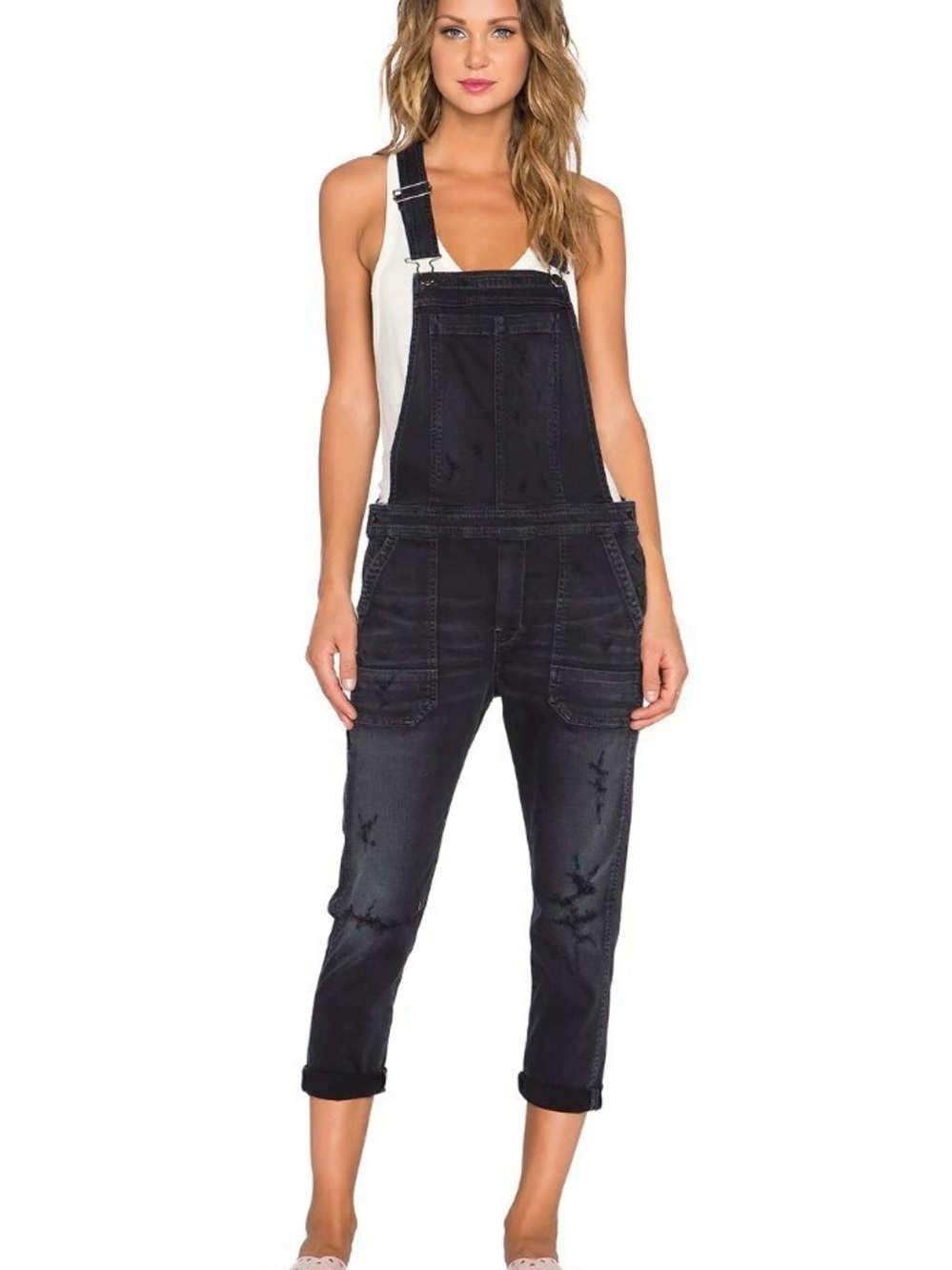 Citizens Of Humanity Audrey Washed Black Denim Overalls